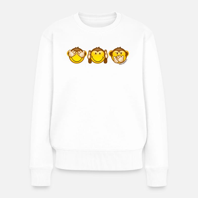 SmileyWorld Affen Als Smileys - Frauen Premium Bio Pullover - Weiß