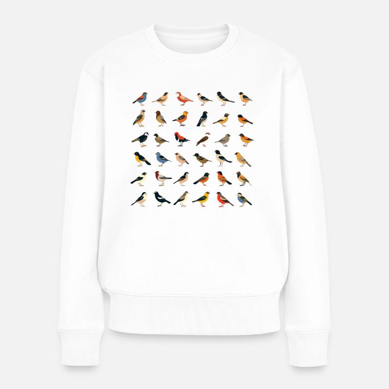 Vögel - Frauen Premium Bio Pullover - Weiß