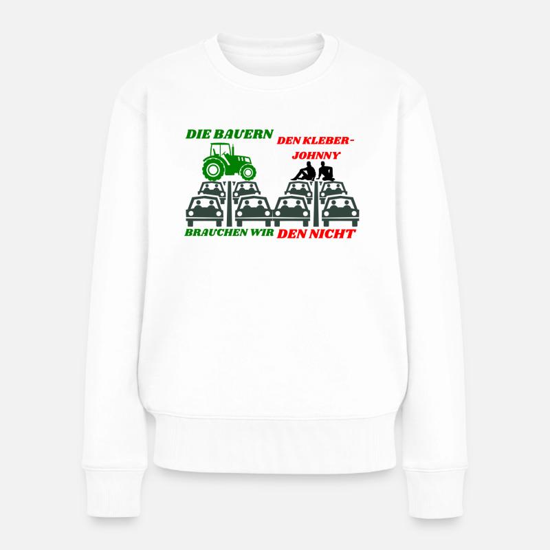Bauern Ja Kleber Nein - Frauen Premium Bio Pullover - Weiß