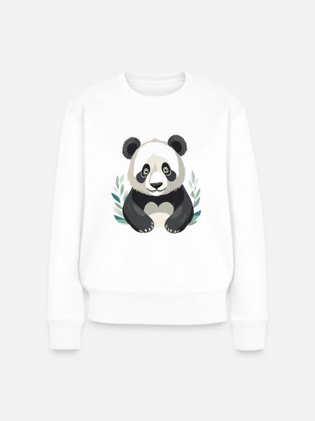Trauriger Panda - Frauen Premium Bio Pullover - Weiß