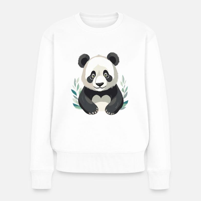 Trauriger Panda - Frauen Premium Bio Pullover - Weiß