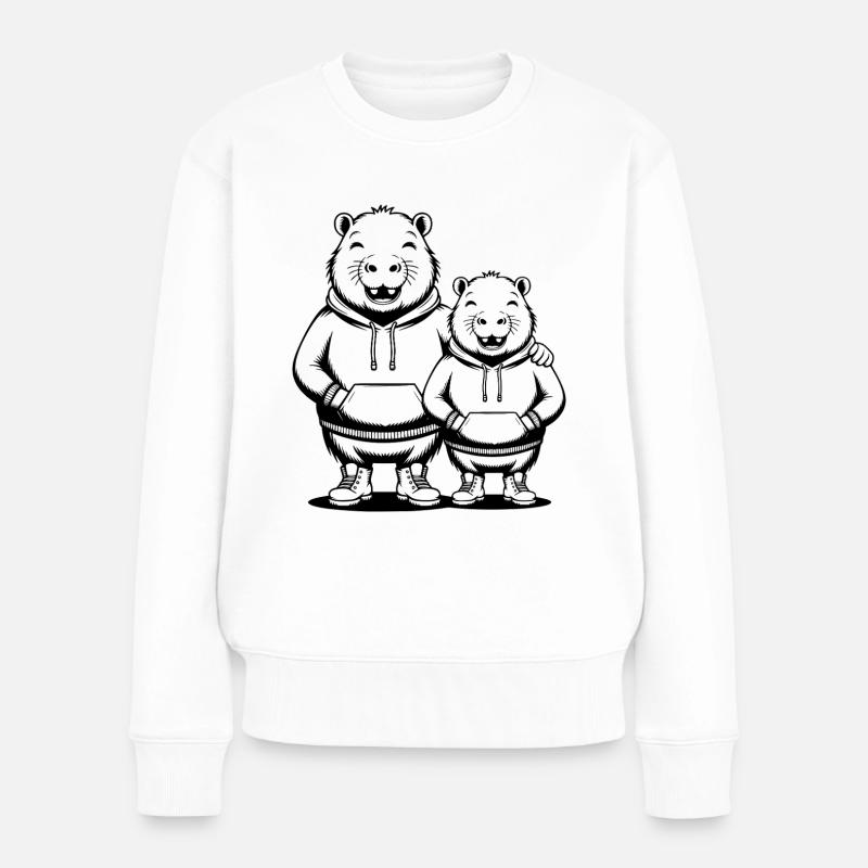 Capybara Paar Wasserschwein - Zwei coole Capybaras - Frauen Premium Bio Pullover - Weiß