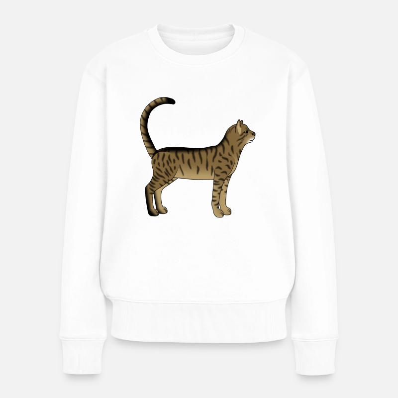 Chat rayé est - Pull Premium bio Femme - blanc