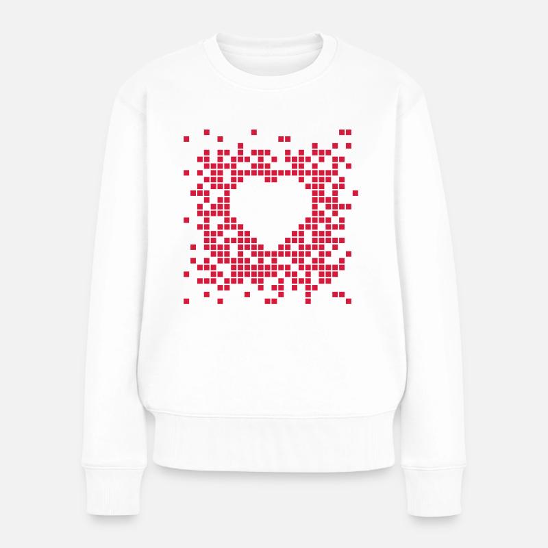 Pixel Heart - Frauen Premium Bio Pullover - Weiß