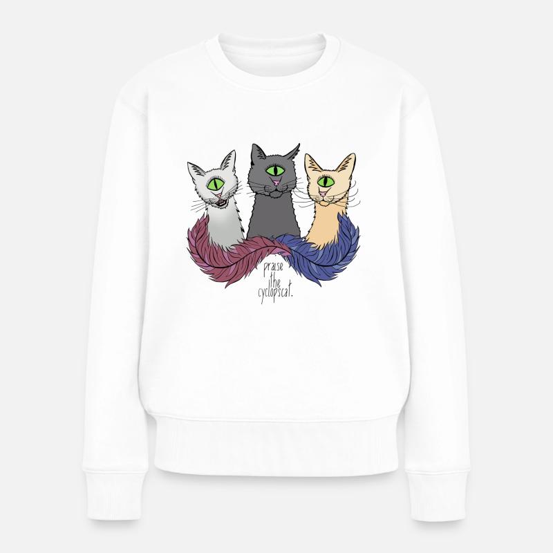 praisethecyclopscats - Frauen Premium Bio Pullover - Weiß