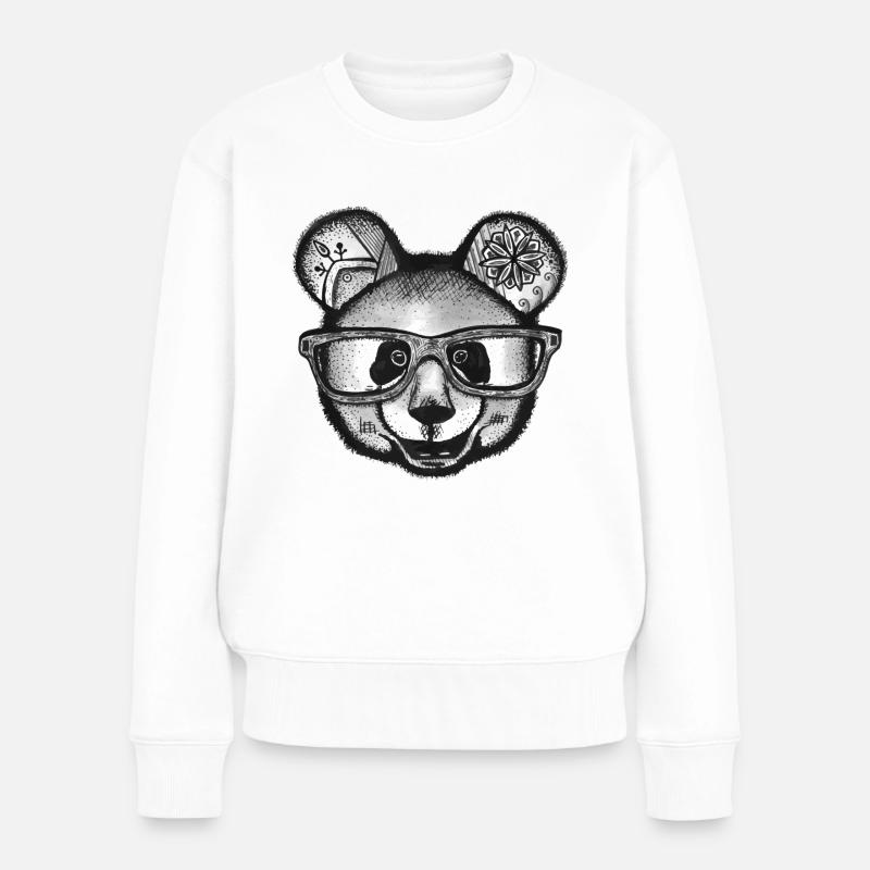 Panda - Frauen Premium Bio Pullover - Weiß