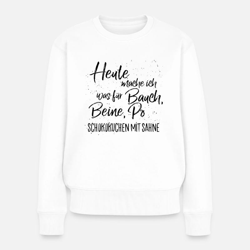 schokokuchen mit sahne - Frauen Premium Bio Pullover - Weiß