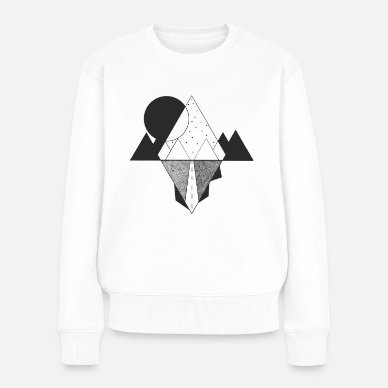Montagnes avec route - Pull Premium bio Femme - blanc
