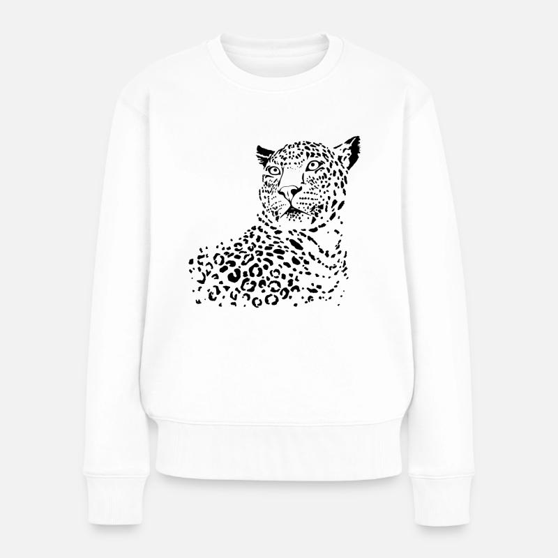 Wachsamer Leopard - Frauen Premium Bio Pullover - Weiß