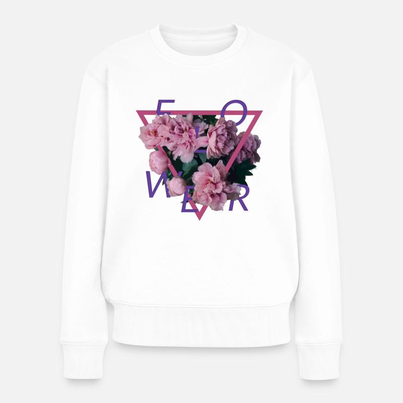 Flower Design - Frauen Premium Bio Pullover - Weiß