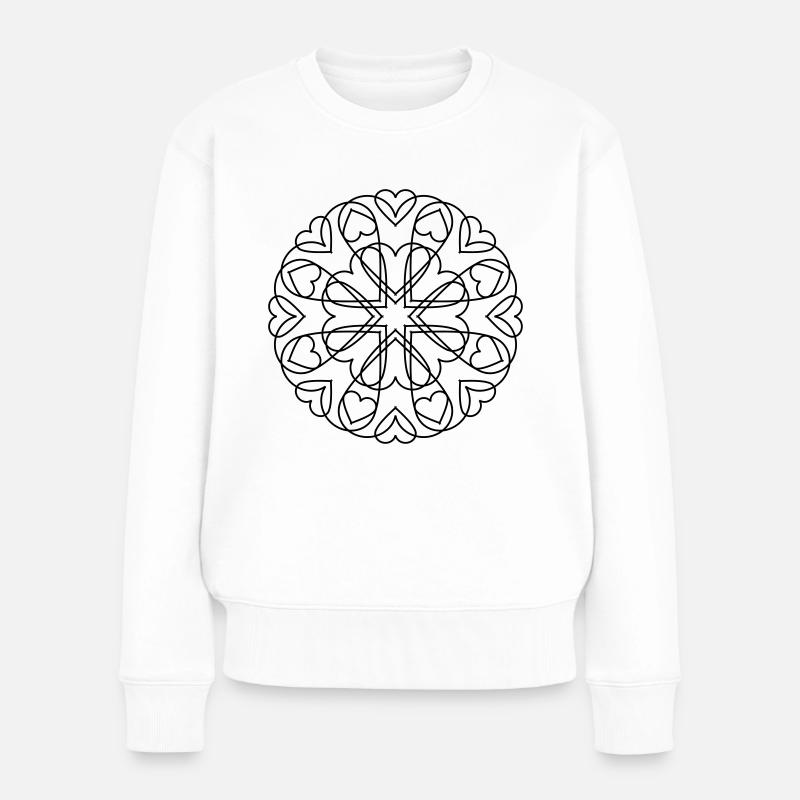 I love Mandalas (Cross) - Frauen Premium Bio Pullover - Weiß