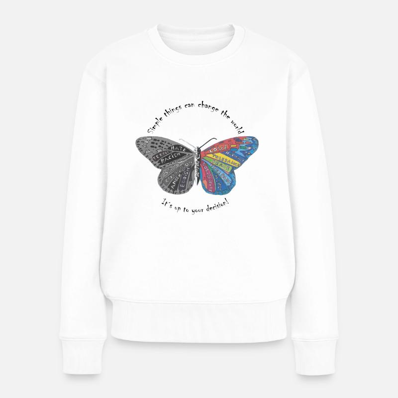 butterfly effect - Frauen Premium Bio Pullover - Weiß