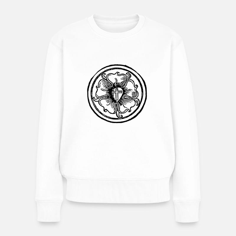 Luther Rose 01 ★ SpiritSpread - Frauen Premium Bio Pullover - Weiß