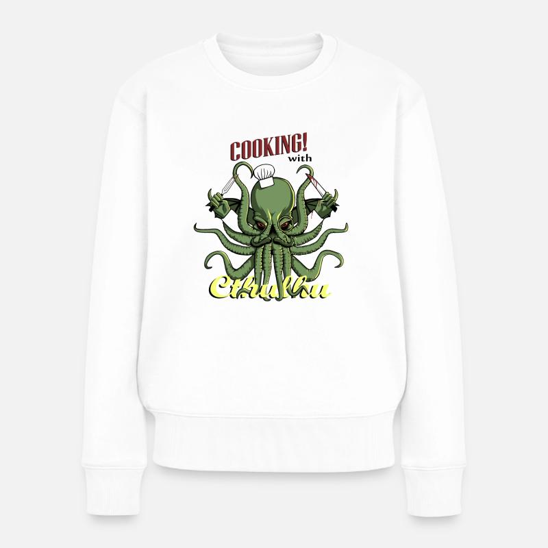 Kochen mit Cthulhu! - Frauen Premium Bio Pullover - Weiß