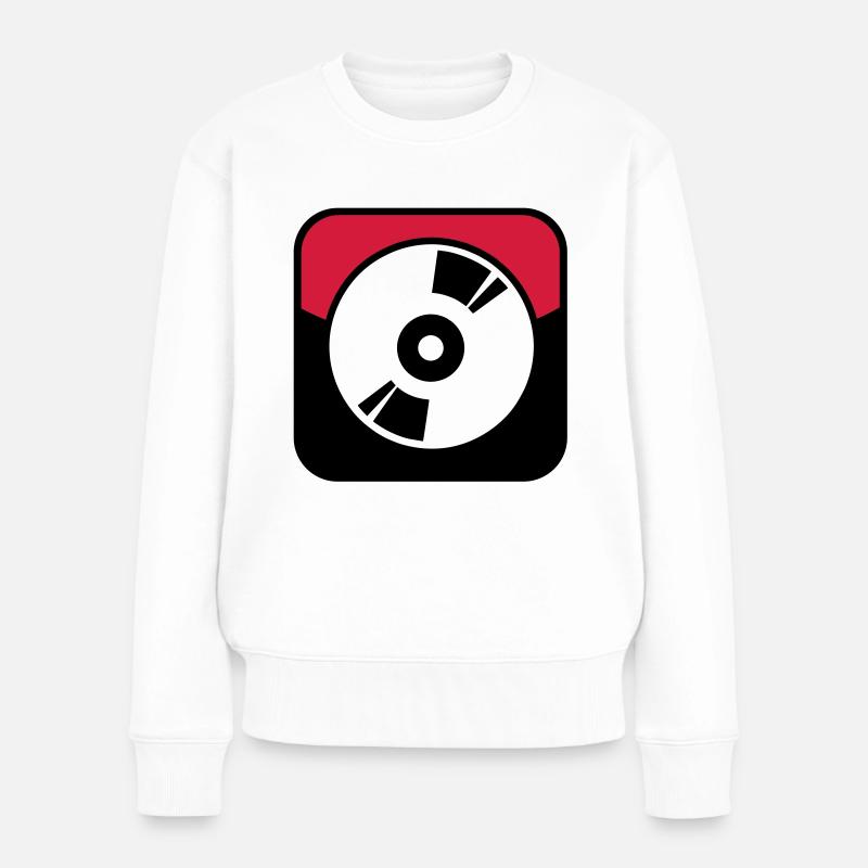Schallplatte - Symbol - Frauen Premium Bio Pullover - Weiß