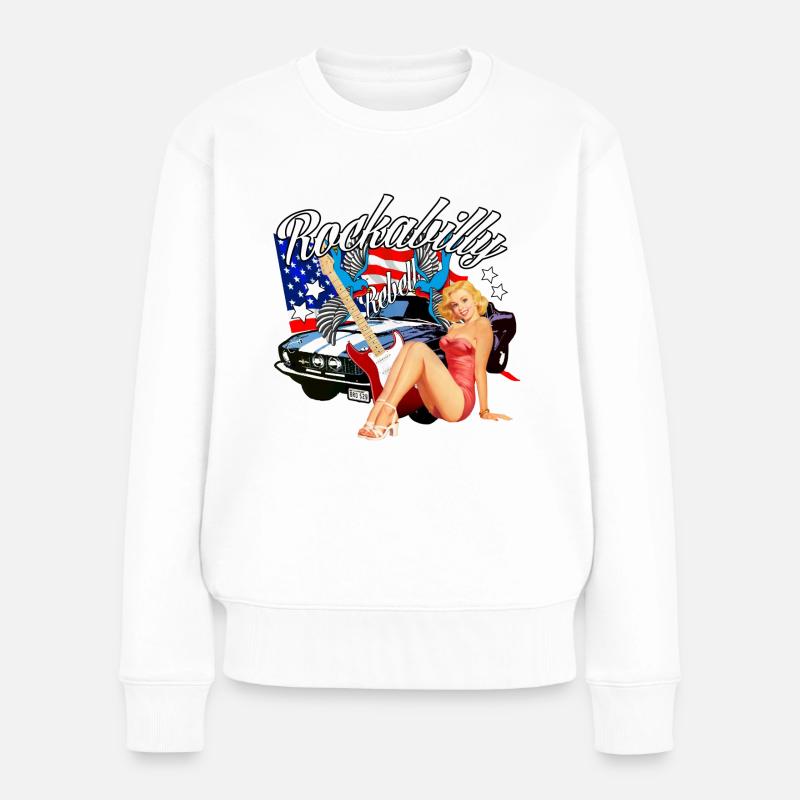 Rockabilly Style T-Shirt - Frauen Premium Bio Pullover - Weiß