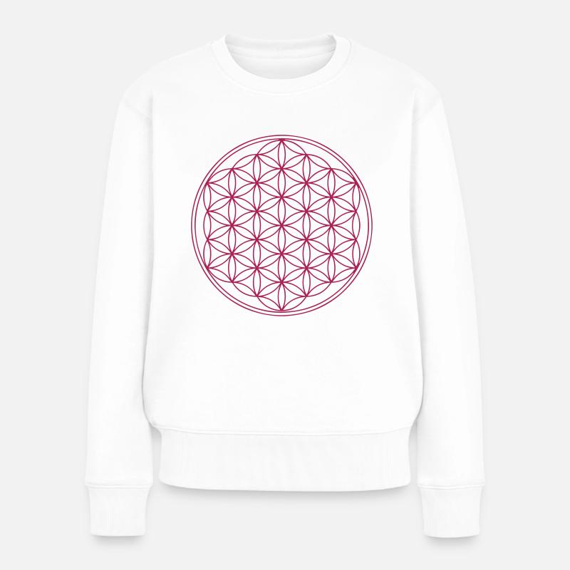 Blume des Lebens - Frauen Premium Bio Pullover - Weiß