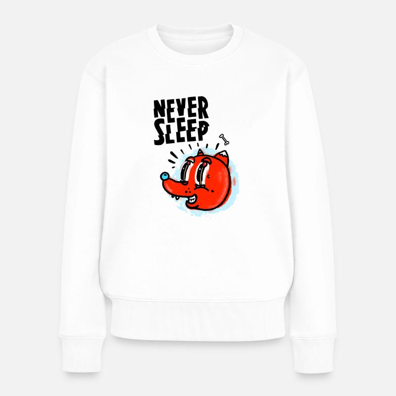 Never Sleep - Frauen Premium Bio Pullover - Weiß