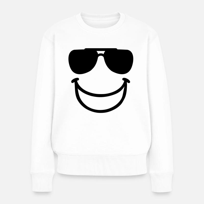 Smiley - Frauen Premium Bio Pullover - Weiß
