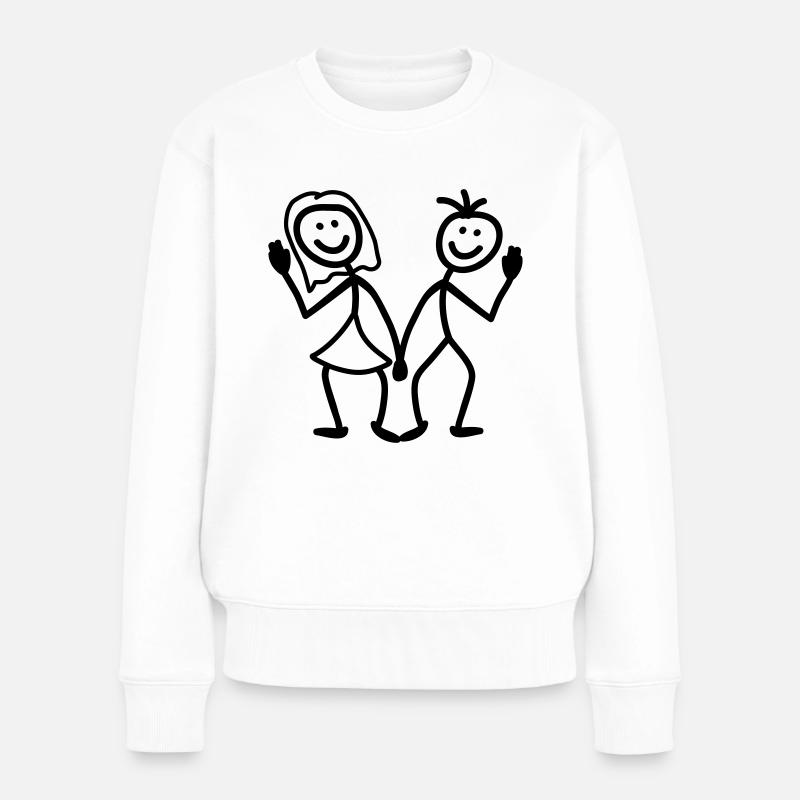 Freundlich Paar - Frauen Premium Bio Pullover - Weiß