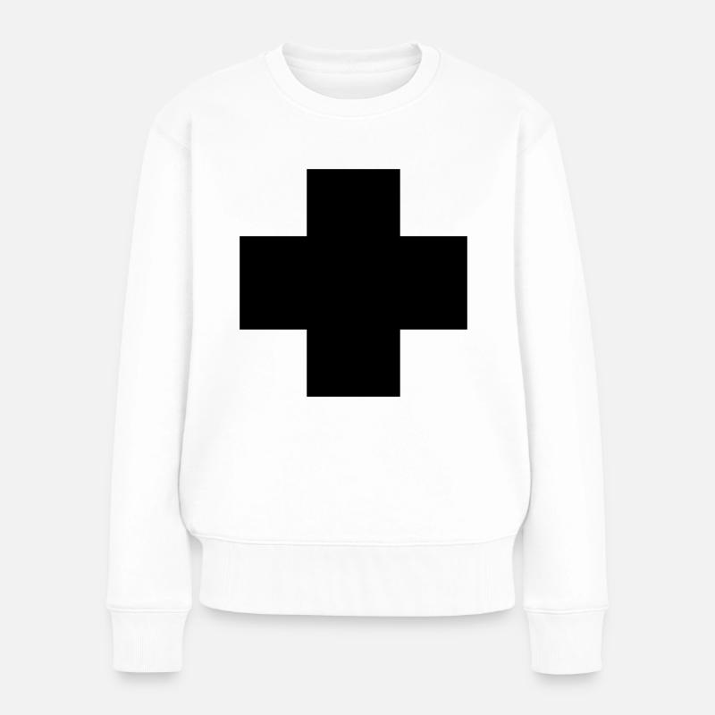 Kreuz - Frauen Premium Bio Pullover - Weiß