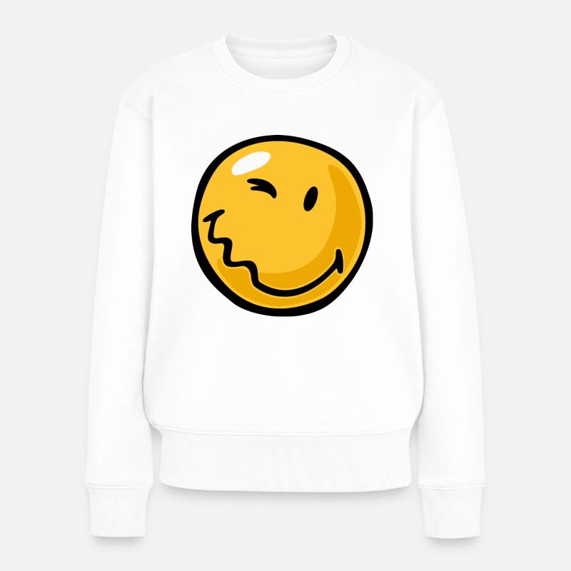Smiley stung - Frauen Premium Bio Pullover - Weiß