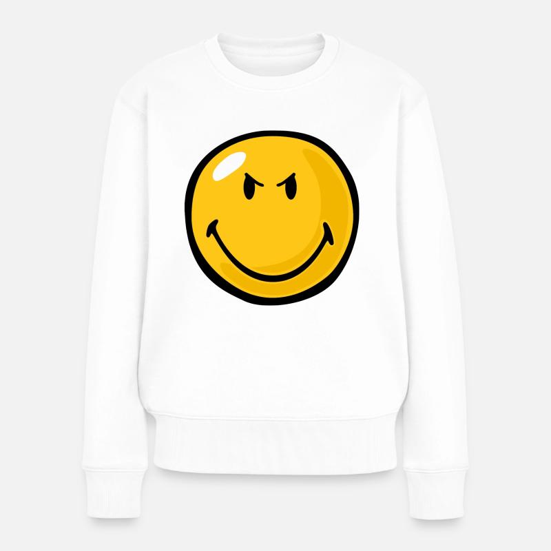 Smiley Anger Devious - Frauen Premium Bio Pullover - Weiß