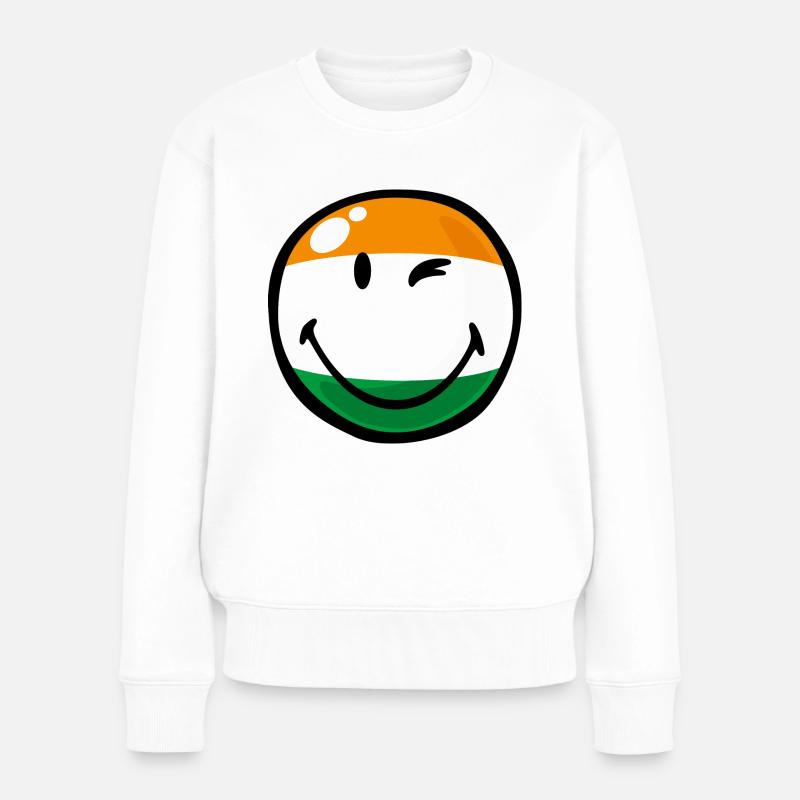 Smiley India - Frauen Premium Bio Pullover - Weiß