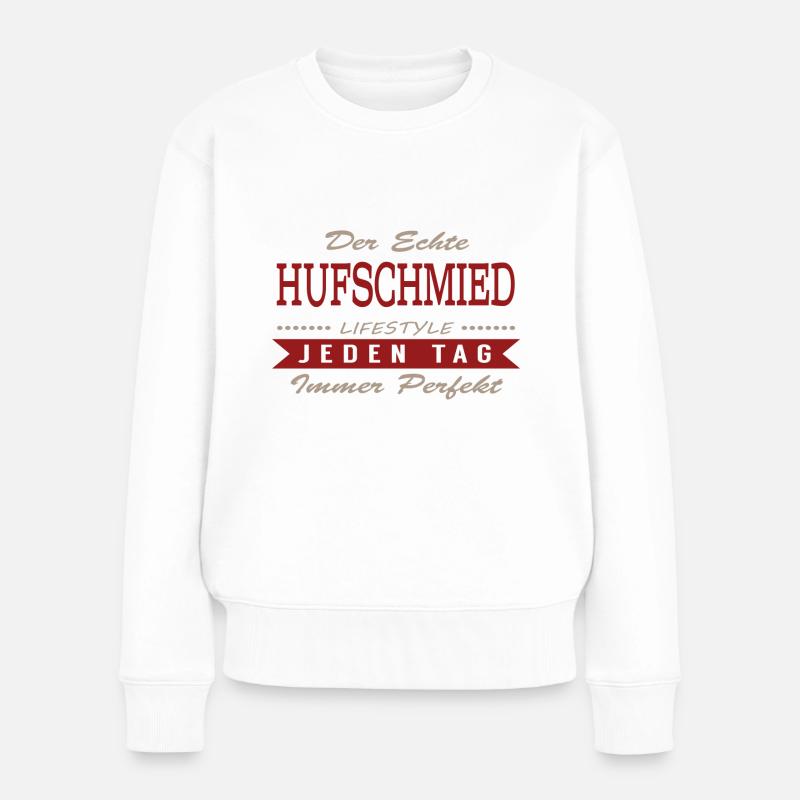 Der echte Hufschmied - Frauen Premium Bio Pullover - Weiß