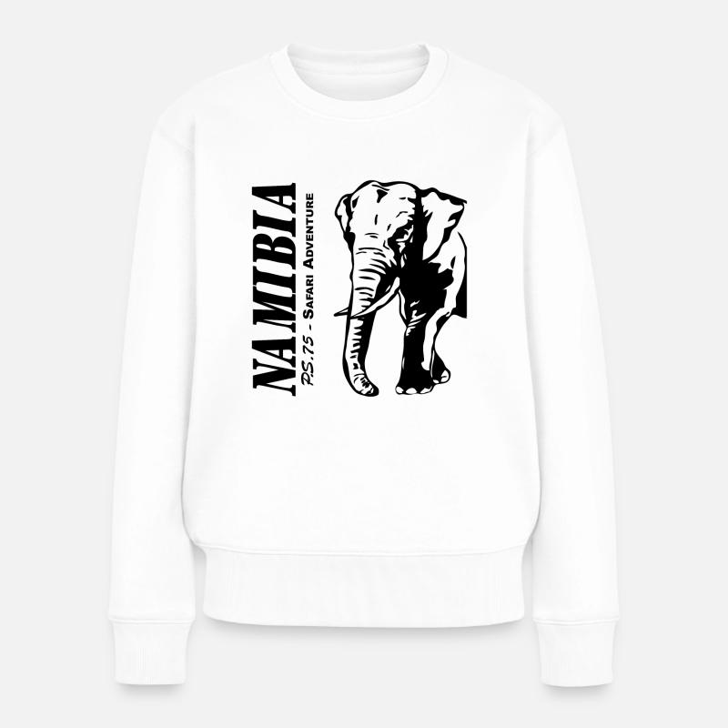 Namibia - Elephant - Elefant - Frauen Premium Bio Pullover - Weiß