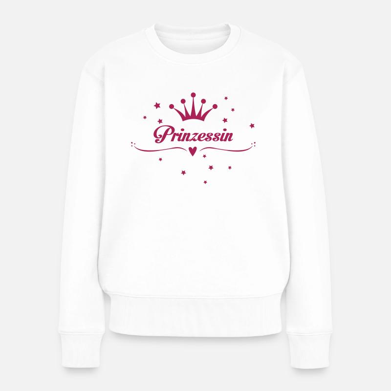 Prinzessin, Mädchen, Krone, Märchen, süß, Baby - Frauen Premium Bio Pullover - Weiß