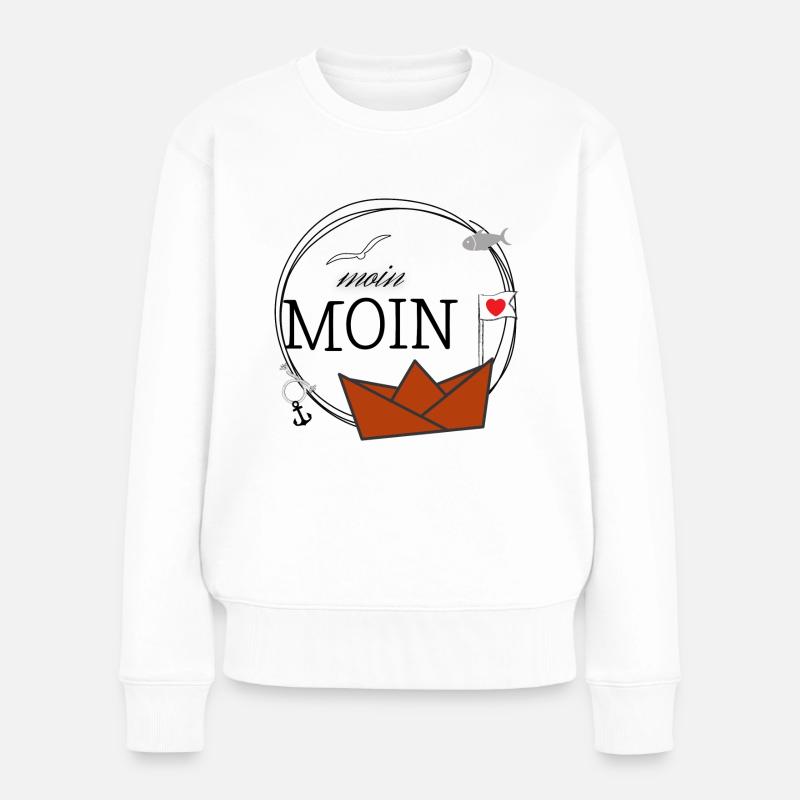 Moin Moin - Frauen Premium Bio Pullover - Weiß