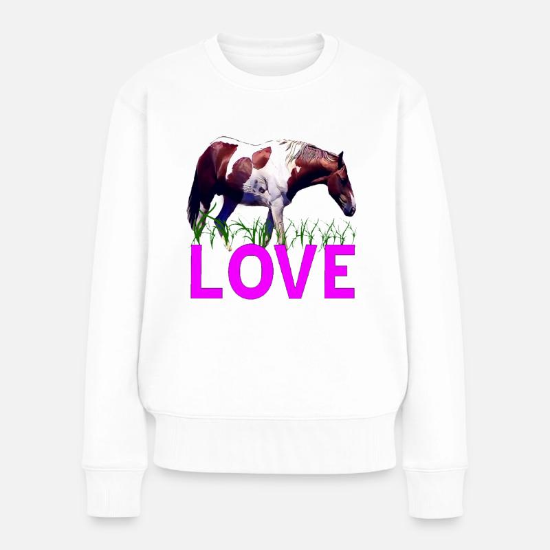 Pferd - Frauen Premium Bio Pullover - Weiß