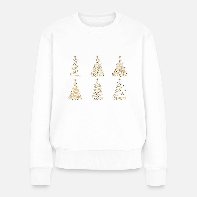 Abstrakte goldene Weihnachtsbaum - Frauen Premium Bio Pullover - Weiß