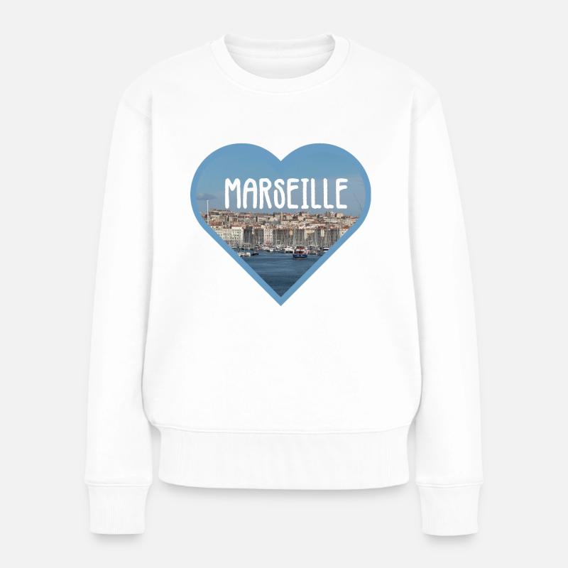 Ich liebe Marseille. - Frauen Premium Bio Pullover - Weiß