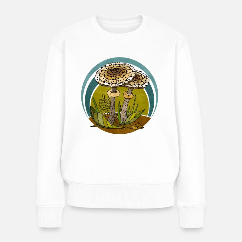 Pilze - Frauen Premium Bio Pullover - Weiß