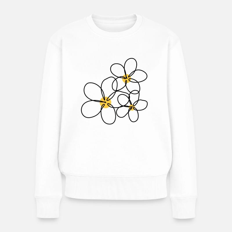 Blumen - Frauen Premium Bio Pullover - Weiß