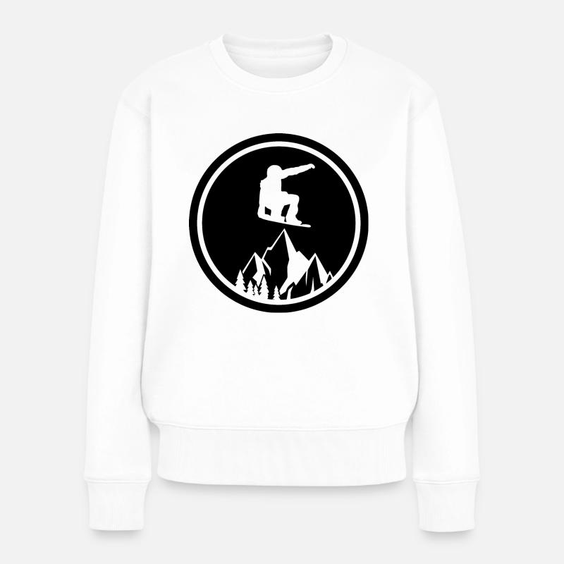 Snowboard Snowboarder - Frauen Premium Bio Pullover - Weiß