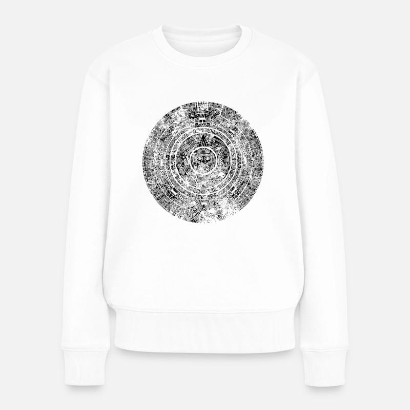 Maya - Kalender (Grunge-Style) - Frauen Premium Bio Pullover - Weiß