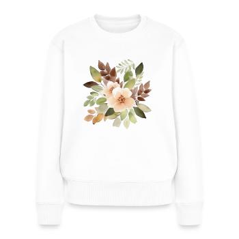 Wunderschöne Blumen im Boho Stil - Frauen Premium Bio Pullover - Weiß - Vorne - Julia (174cm)