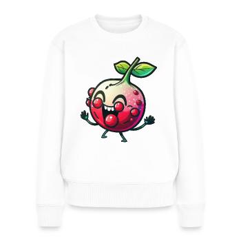 Witziger Granatapfel - Frauen Premium Bio Pullover - Weiß - Vorne - Julia (174cm)