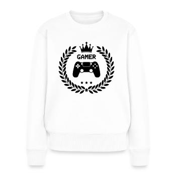 gamer wappen - Frauen Premium Bio Pullover - Weiß - Vorne - Julia (174cm)