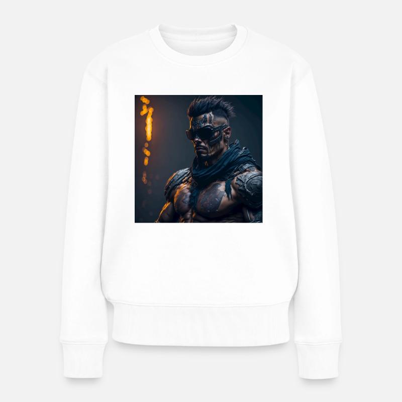 Future Cyberpunkt Warrior - Frauen Premium Bio Pullover - Weiß