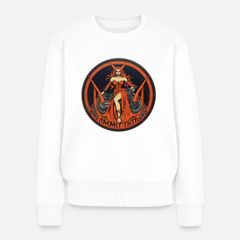 Mephisto's Ride" - Frauen Premium Bio Pullover - Weiß