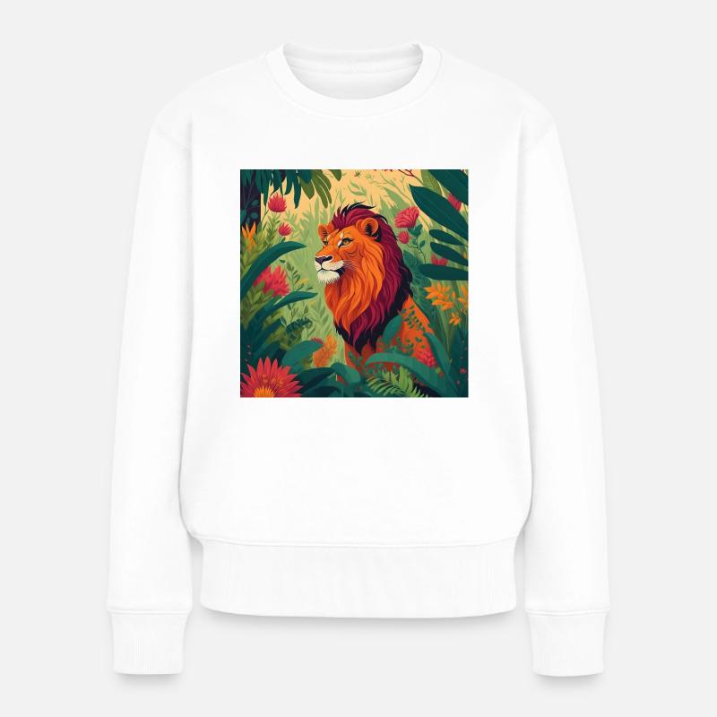 Löwe Jungle - Frauen Premium Bio Pullover - Weiß