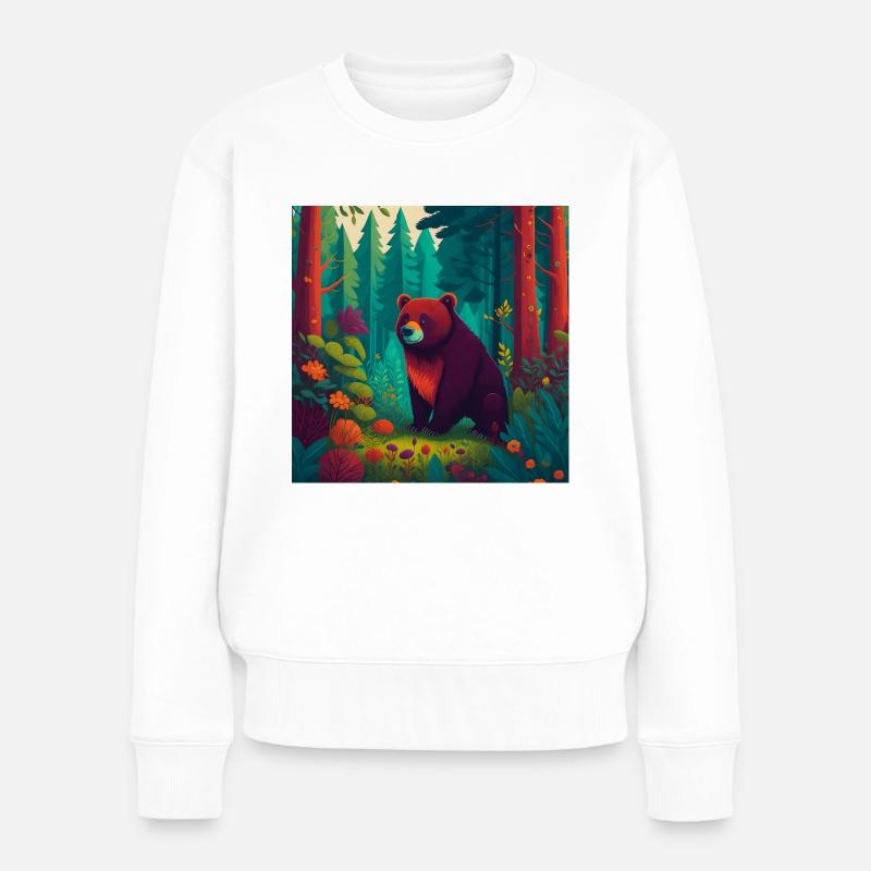 Bär im Wald - Frauen Premium Bio Pullover - Weiß
