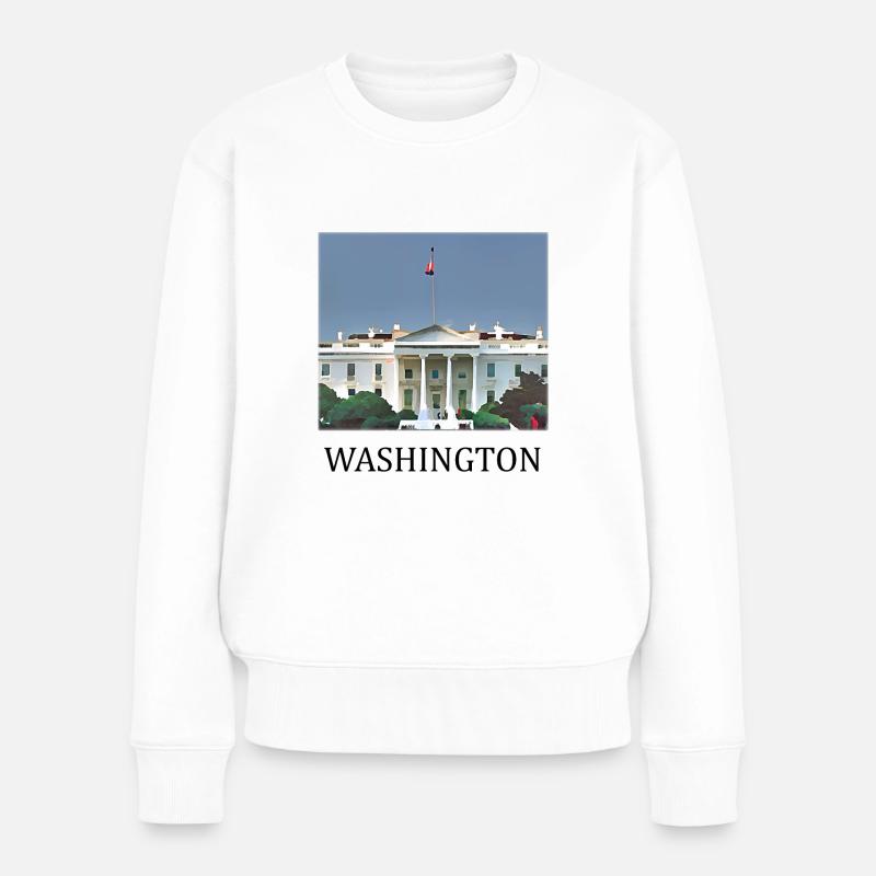 Washington D.C. - Frauen Premium Bio Pullover - Weiß