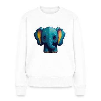 Süßer Elefant - Frauen Premium Bio Pullover - Weiß - Vorne - Julia (174cm)