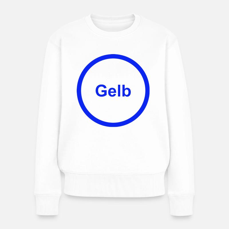 Gelb - Frauen Premium Bio Pullover - Weiß