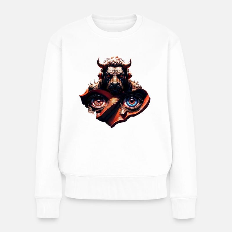 Geekhead-Bull - Frauen Premium Bio Pullover - Weiß